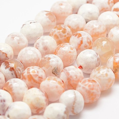 Faceted Natural Fire Crackle Agate Beads Strands G-F447-12mm-B03-1