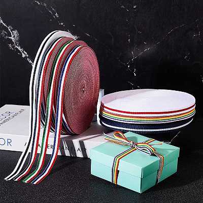 Flat Striped Grosgrain Polyester Ribbons EC-WH0003-13-B01-1