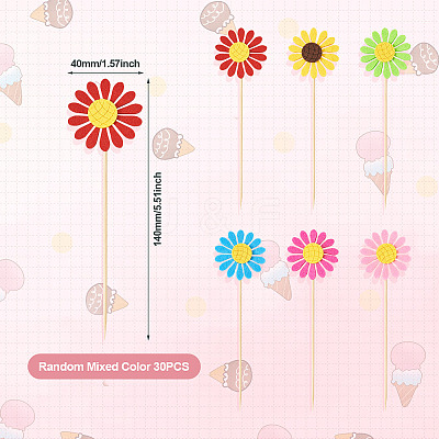 Wood with Paper Cake Toppers AJEW-TAC0035-11A-1