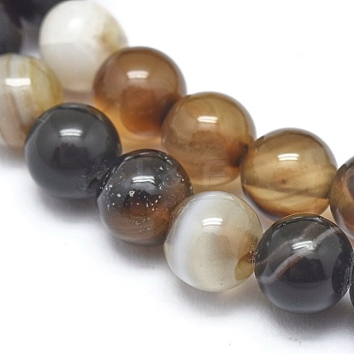 Natural Striped Agate/Banded Agate Beads Strands G-I254-03A-1