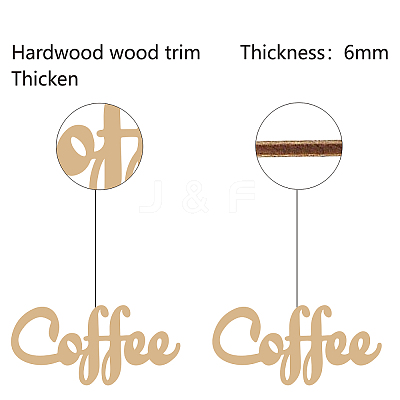 Word Coffee Laser Cut Unfinished Basswood Wall Decoration WOOD-WH0113-100-1