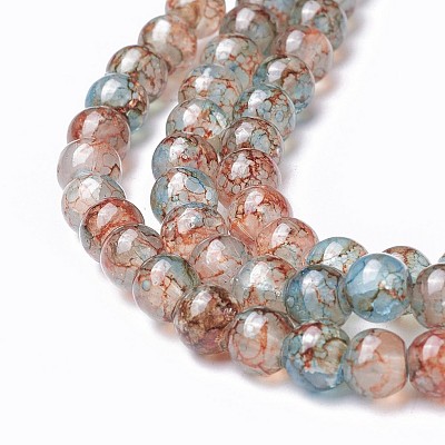 Spray Painted Glass Beads Strands GLAA-A038-B-76-1