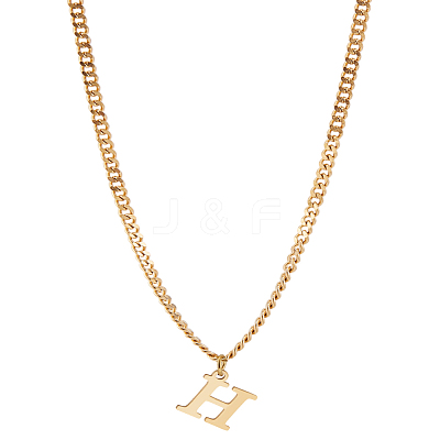1Pc 304 Stainless Steel Letter Pendant Necklaces NJEW-LP0001-33H-G-1