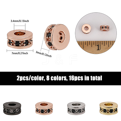 16Pcs 8 Colors Brass Spacer Beads KK-CA0002-49-1