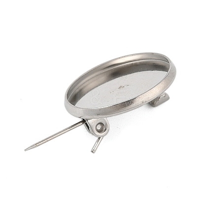 304 Stainless Steel Brooch Cabochon Settings STAS-E547-08C-P-1