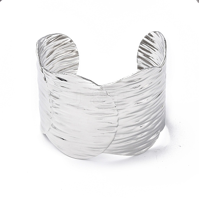 Non-Tarnish 304 Stainless Steel Wide Open Cuff Bangle for Women BJEW-F442-02P-1
