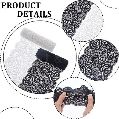 4 Yards 2 Colors Nylon Flower Leaf Wavy Edge Lace Trim OCOR-GF0002-60-1