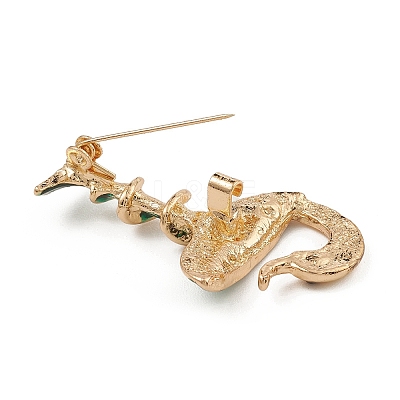 Golden Alloy Enamel Brooch Pin JEWB-Q030-14G-01-1