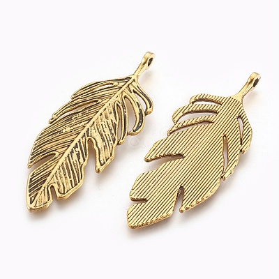 Tibetan Style Alloy Leaf Big Pendants X-PALLOY-A15448-AG-NF-1