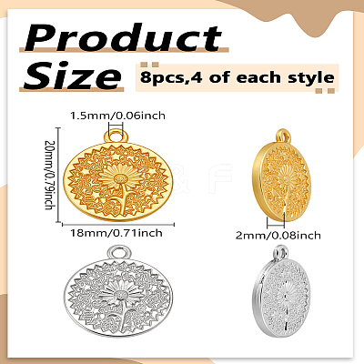 8Pcs 2 Styles Alloy Pendants PALLOY-LP0005-99-1
