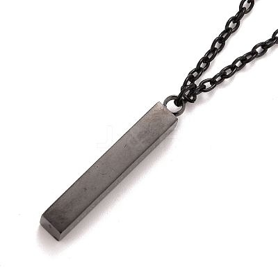 Rectangle with Word I Love You 304 Stainless Steel Pendant Necklace with Alloy Cable Chain for Women NJEW-M192-01B-1