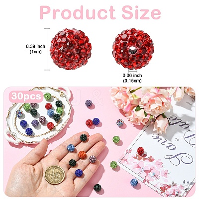 30Pcs Pave Disco Ball Beads RB-YW0001-14P-1