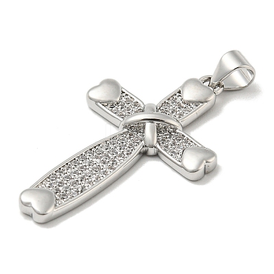 Rack Plating Brass Micro Pave Cubic Zirconia Pendants KK-F869-14P-1