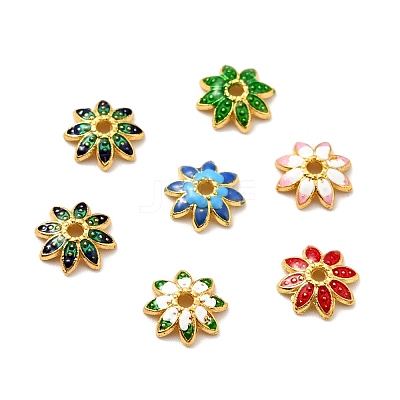 Multi-Petal Alloy Enamel Bead Caps FIND-G029-02G-1