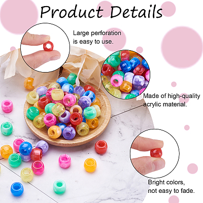 400Pcs 8 Colors Resin Large Hole Beads RESI-CW0001-12-1