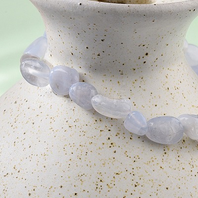 Natural Blue Lace Agate Bead Stretch Bracelets BJEW-K213-37-1