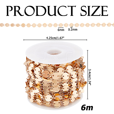 6M Brass Flat Round Link Chains CHC-HS0001-01KCG-1