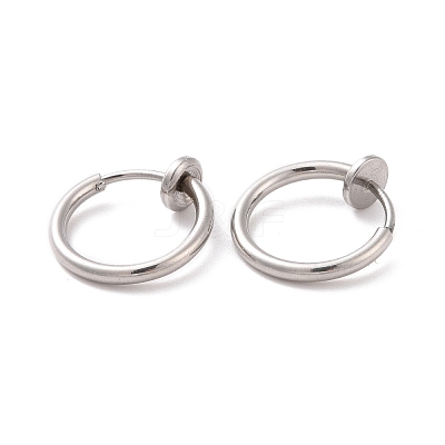 Tarnish Resistant 304 Stainless Steel Retractable Clip-on Hoop Earrings STAS-K171-53P-1