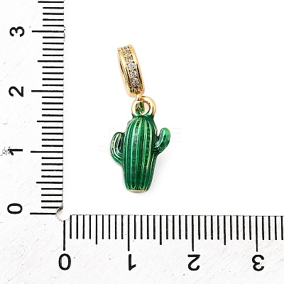 Brass Green Enamel European Dangle Charms KK-F904-28G-1