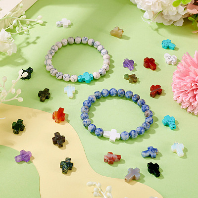 28Pcs 14 Styles Mixed Gemstone Beads G-TA0002-84-1