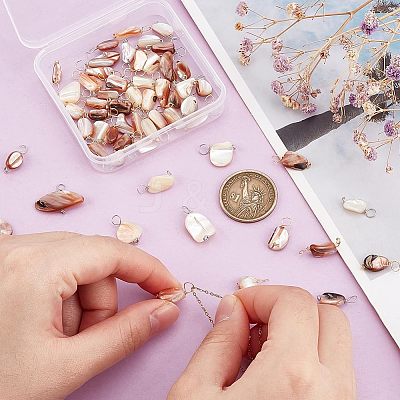 60Pcs 2 Colors Natural Seashell Nuggets Charms FIND-AR0005-68-1
