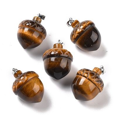 Natural Tiger Eye Pendants X-G-M393-01P-03-1