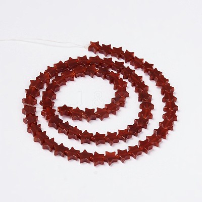 Natural Carnelian Star Bead Strands G-M201-31-10mm-1
