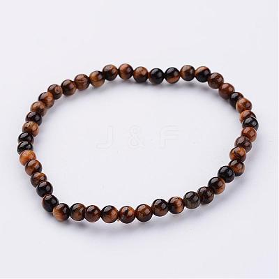 Natural Tiger Eye Beaded Stretch Bracelets BJEW-JB02459-02-1
