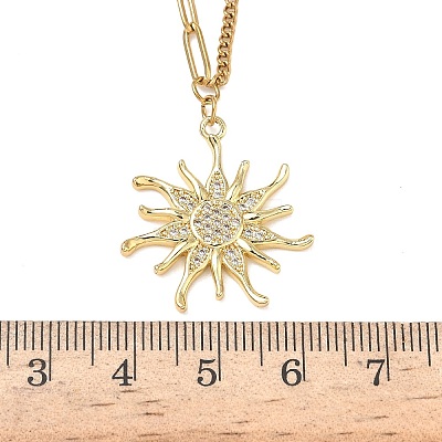 304 Stainless Steel Micro Pave Clear Cubic Zirconia Pendant Necklaces for Women NJEW-Z103-01G-08-1