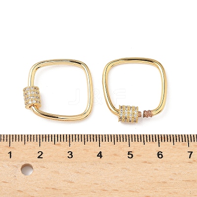 Brass Micro Pave Clear Cubic Zirconia Screw Carabiner Lock Charms KK-Z118-06G-01-1