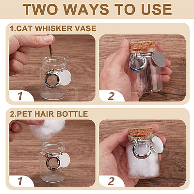 2Pcs Transparent Glass Empty Bottles with Alloy Heart Paw Print Charms and Locket Charms AJEW-DR00039-1