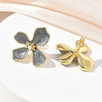 Brass Enamel Stud Earrings for Women KK-CBA760A-11G-02-1