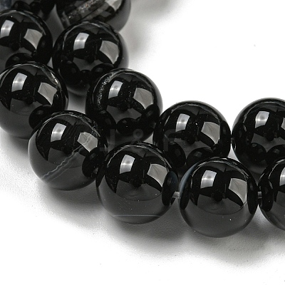 Natural Black Agate Beads Strands G-G391-10mm-01-1