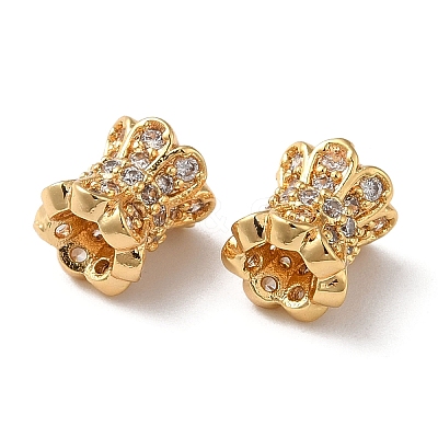Brass Micro Pave Cubic Zirconia Beads KK-P239-34G-1