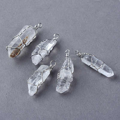 Natural Quartz Crystal Pendants G-Q458-33-1