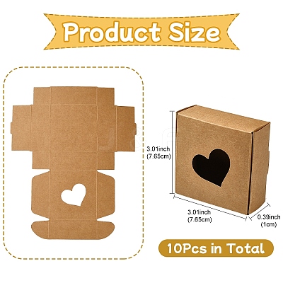 10Pcs Kraft Paper Packaging Boxes CON-YW0001-75-1