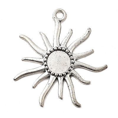 Tibetan Style Alloy Sun Pendant Cabochon Settings X-TIBEP-Q043-079-RS-1