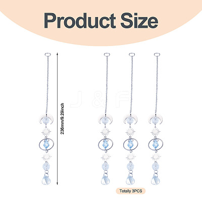 3Pcs Glass Hanging Suncatchers HJEW-TADJ0017-1