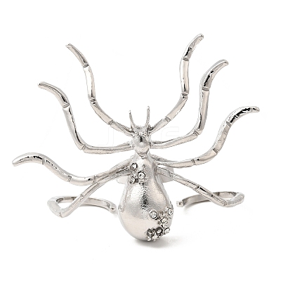 Halloween Alloy Rhinestone Adjustable Cuff Open Rings RJEW-P162-01P-1