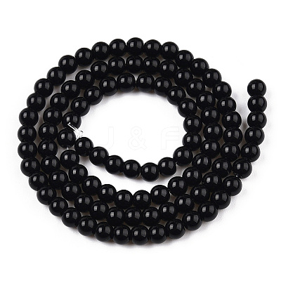 Opaque Solid Color Glass Beads Strands GLAA-T032-P8mm-01-1