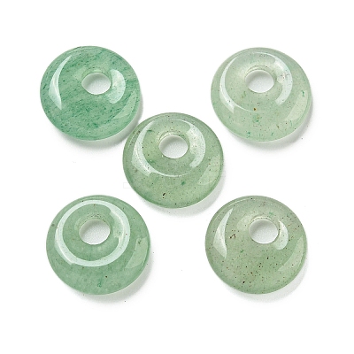 Natural Green Aventurine Donut/Pi Disc Charms G-G142-02H-1