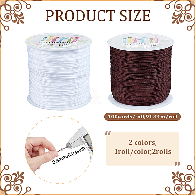 2 Rolls 2 Colors Braided Nylon Thread NWIR-PH0002-31-1