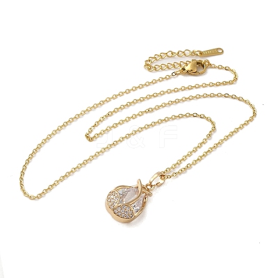Brass Micro Pave Cubic Zirconia Pendant Necklaces NJEW-E106-11KCG-02-1