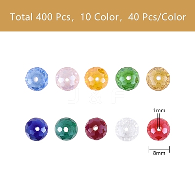 400Pcs 10 Colors Electroplate Glass Beads Strands EGLA-SZ0001-12-1