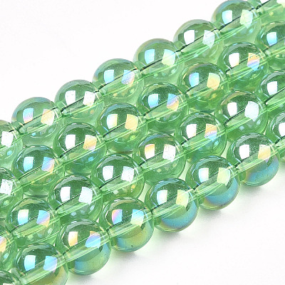 Electroplate Transparent Glass Beads Strands GLAA-T032-T8mm-AB17-1