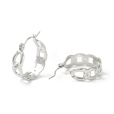 Non-Tarnish 304 Stainless Steel Curb Chain Chunky Hoop Earrings for Women EJEW-P197-05P-1