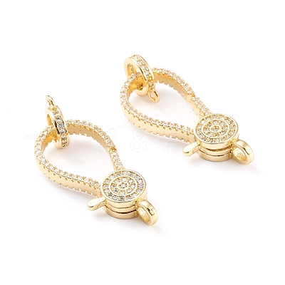 Brass Micro Pave Clear Cubic Zirconia Lobster Claw Clasps ZIRC-I043-35G-1