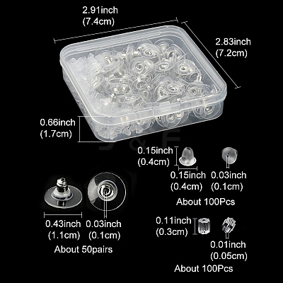 300Pcs 3 Style Brass & Plastic Ear Nuts FIND-YW0002-17P-1