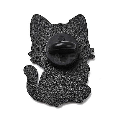 Cat with Fish Enamel Pins JEWB-I055-05EB-06-1