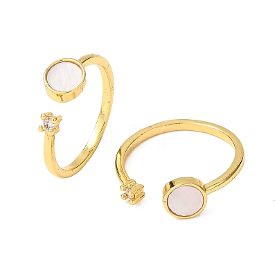 Brass Micro Pave Cubic Zirconia Cuff Rings for Women RJEW-K309-39E-G-1